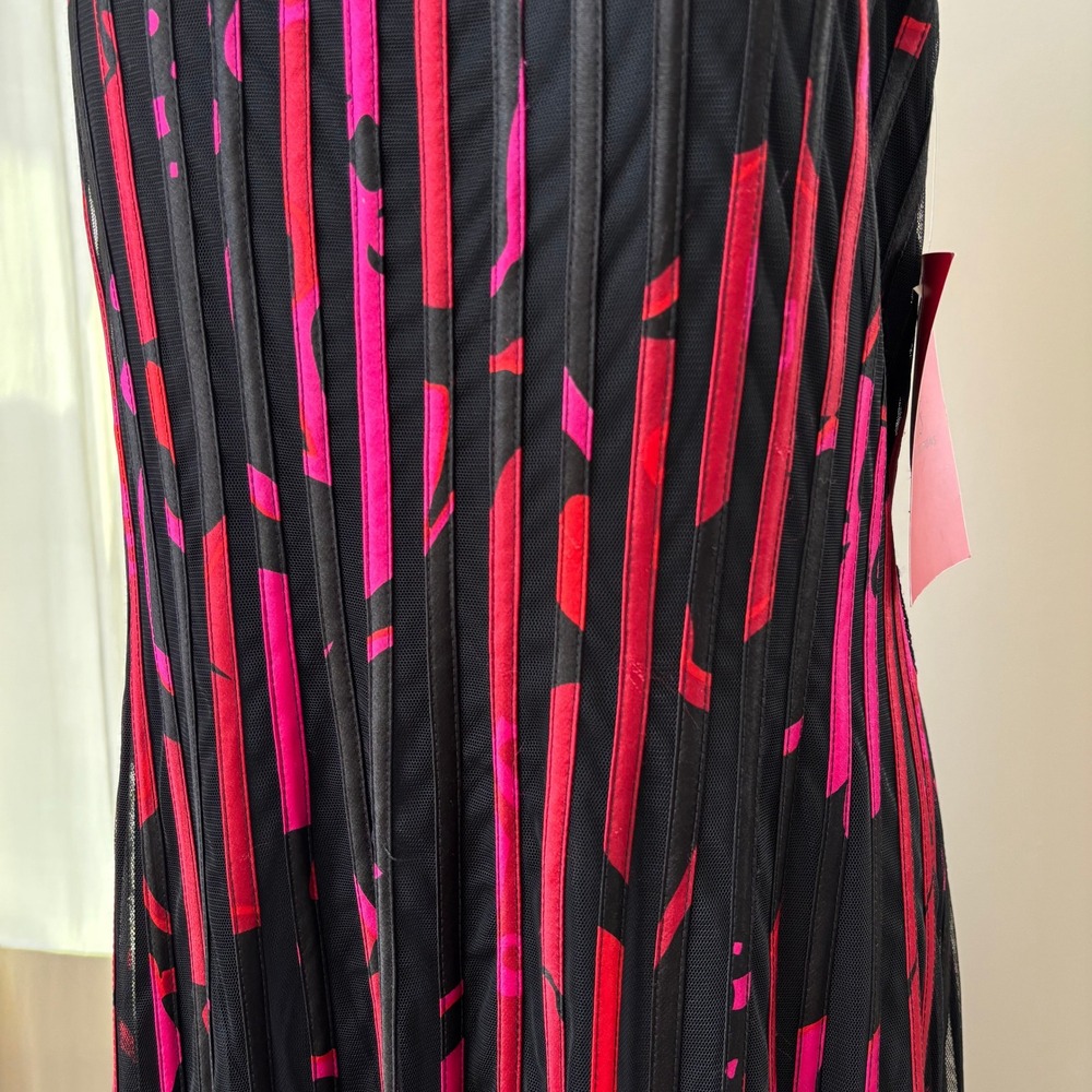 Vintage JS Collections Dress Size 14 NWT Abstract Pleated Mesh Y2K Whimsigoth - Picture 10 of 16